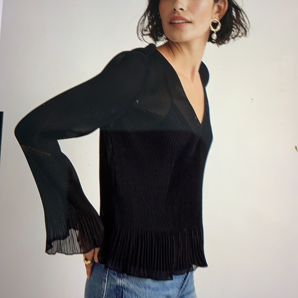 Madewell Pleated Flare Sleeve Top S